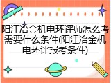 阳江冶金机电环评师怎么考需要什么条件(阳江冶金机电环评报考条件)