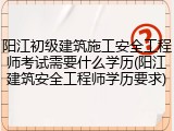 阳江初级建筑施工安全工程师考试需要什么学历(阳江建筑安全工程师学历要求)