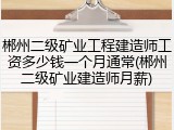 郴州二级矿业工程建造师工资多少钱一个月通常(郴州二级矿业建造师月薪)