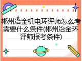 郴州冶金机电环评师怎么考需要什么条件(郴州冶金环评师报考条件)