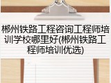 郴州铁路工程咨询工程师培训学校哪里好(郴州铁路工程师培训优选)