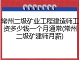 常州二级矿业工程建造师工资多少钱一个月通常(常州二级矿建师月薪)