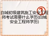 白城初级建筑施工安全工程师考试需要什么学历(白城安全工程师学历)