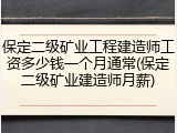 保定二级矿业工程建造师工资多少钱一个月通常(保定二级矿业建造师月薪)