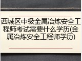 西城区中级金属冶炼安全工程师考试需要什么学历(金属冶炼安全工程师学历)