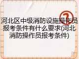河北区中级消防设施操作员报考条件有什么要求(河北消防操作员报考条件)