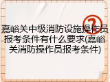 嘉峪关中级消防设施操作员报考条件有什么要求(嘉峪关消防操作员报考条件)