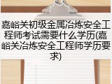 嘉峪关初级金属冶炼安全工程师考试需要什么学历(嘉峪关冶炼安全工程师学历要求)
