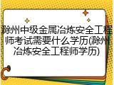 滁州中级金属冶炼安全工程师考试需要什么学历(滁州冶炼安全工程师学历)