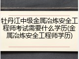 牡丹江中级金属冶炼安全工程师考试需要什么学历(金属冶炼安全工程师学历)