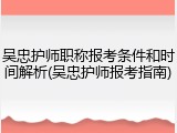 吴忠护师职称报考条件和时间解析(吴忠护师报考指南)