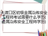 大渡口区初级金属冶炼安全工程师考试需要什么学历(金属冶炼安全工程师学历)