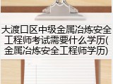 大渡口区中级金属冶炼安全工程师考试需要什么学历(金属冶炼安全工程师学历)