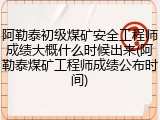 阿勒泰初级煤矿安全工程师成绩大概什么时候出来(阿勒泰煤矿工程师成绩公布时间)