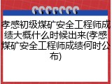 孝感初级煤矿安全工程师成绩大概什么时候出来(孝感煤矿安全工程师成绩何时公布)