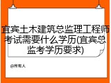 宜宾土木建筑总监理工程师考试需要什么学历(宜宾总监考学历要求)