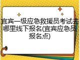 宜宾一级应急救援员考试去哪里线下报名(宜宾应急员报名点)