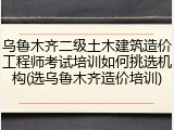 乌鲁木齐二级土木建筑造价工程师考试培训如何挑选机构(选乌鲁木齐造价培训)
