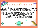 武威一级水利工程造价工程师证书从哪里查询真伪？(水利工程师证查询)