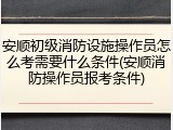 安顺初级消防设施操作员怎么考需要什么条件(安顺消防操作员报考条件)