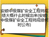 安顺中级煤矿安全工程师成绩大概什么时候出来(安顺中级煤矿安全工程师成绩何时公布)