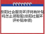 岳阳社会服务环评师有补贴吗怎么领取呢(岳阳社服环评补贴申领)