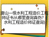 唐山一级水利工程造价工程师证书从哪里查询真伪？(水利工程造价师证查询)
