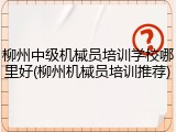柳州中级机械员培训学校哪里好(柳州机械员培训推荐)