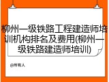 柳州一级铁路工程建造师培训机构排名及费用(柳州一级铁路建造师培训)