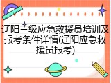 辽阳三级应急救援员培训及报考条件详情(辽阳应急救援员报考)