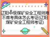 辽阳中级煤矿安全工程师难不难考具体怎么考证(辽阳煤矿安全工程师考证)