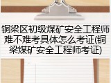 铜梁区初级煤矿安全工程师难不难考具体怎么考证(铜梁煤矿安全工程师考证)