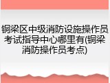 铜梁区中级消防设施操作员考试指导中心哪里有(铜梁消防操作员考点)