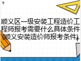 顺义区一级安装工程造价工程师报考需要什么具体条件(顺义安装造价师报考条件)