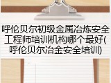 呼伦贝尔初级金属冶炼安全工程师培训机构哪个最好(呼伦贝尔冶金安全培训)
