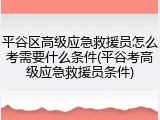 平谷区高级应急救援员怎么考需要什么条件(平谷考高级应急救援员条件)