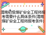 渭南初级煤矿安全工程师报考需要什么具体条件(渭南煤矿安全工程师报考条件)