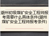 潮州初级煤矿安全工程师报考需要什么具体条件(潮州煤矿安全工程师报考条件)