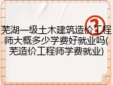 芜湖一级土木建筑造价工程师大概多少学费好就业吗(芜造价工程师学费就业)