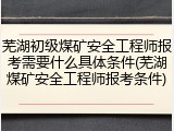 芜湖初级煤矿安全工程师报考需要什么具体条件(芜湖煤矿安全工程师报考条件)