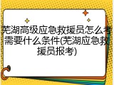 芜湖高级应急救援员怎么考需要什么条件(芜湖应急救援员报考)