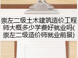 崇左二级土木建筑造价工程师大概多少学费好就业吗(崇左二级造价师就业前景)