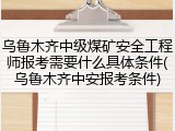 乌鲁木齐中级煤矿安全工程师报考需要什么具体条件(乌鲁木齐中安报考条件)