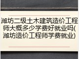 潍坊二级土木建筑造价工程师大概多少学费好就业吗(潍坊造价工程师学费就业)