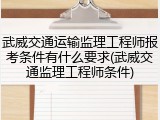 武威交通运输监理工程师报考条件有什么要求(武威交通监理工程师条件)