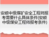 安顺中级煤矿安全工程师报考需要什么具体条件(安顺中级煤安工程师报考条件)