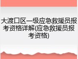 大渡口区一级应急救援员报考资格详解(应急救援员报考资格)