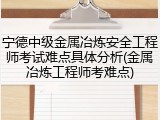 宁德中级金属冶炼安全工程师考试难点具体分析(金属冶炼工程师考难点)