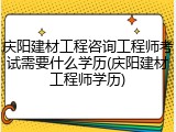 庆阳建材工程咨询工程师考试需要什么学历(庆阳建材工程师学历)
