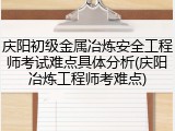 庆阳初级金属冶炼安全工程师考试难点具体分析(庆阳冶炼工程师考难点)